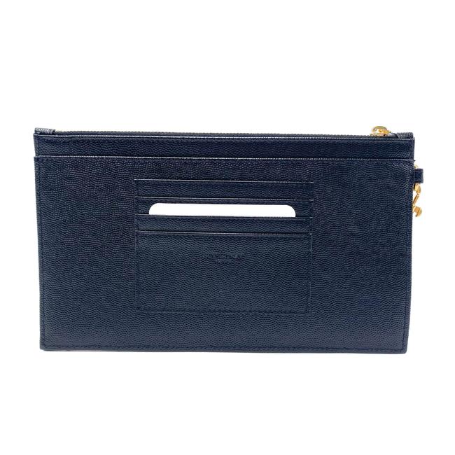 Saint Laurent Envelope Clutch Ysl Monogram Quilted Wallet Black Leather Wristlet