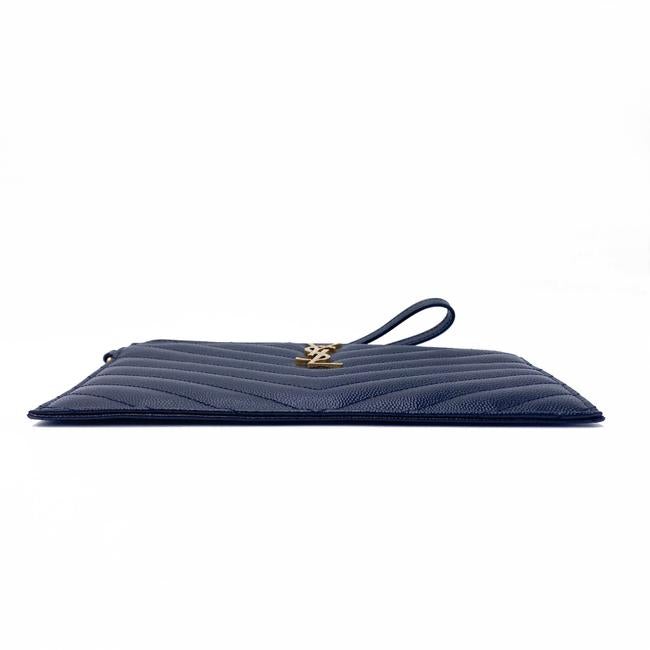 Saint Laurent Envelope Clutch Ysl Monogram Quilted Wallet Black Leather Wristlet