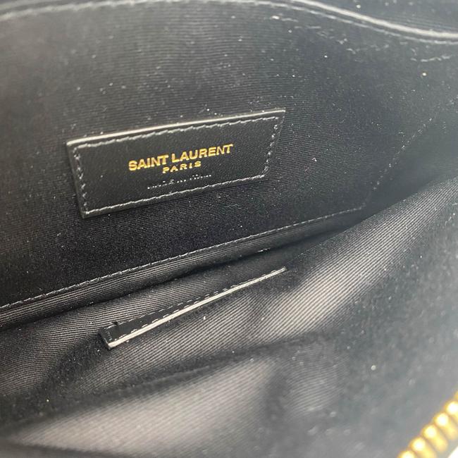 Saint Laurent Envelope Clutch Ysl Monogram Quilted Wallet Black Leather Wristlet