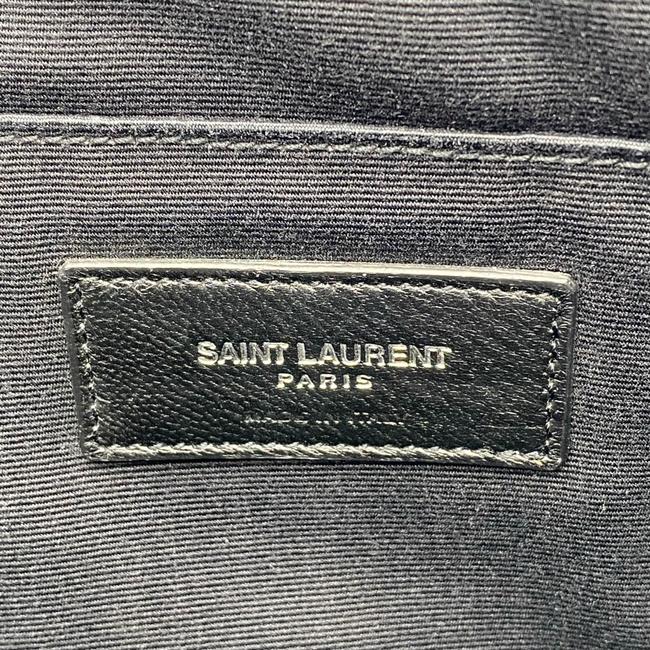 Saint Laurent Envelope Croc-embossed Monogram Pouch Zip Black Leather Clutch
