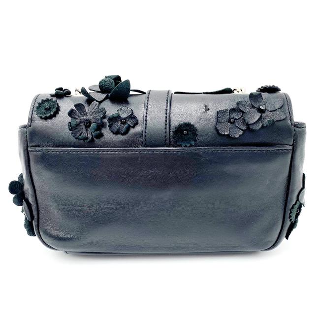Saint Laurent Envelope Floral Embellished Baby Monogram Black Leather Shoulder Bag