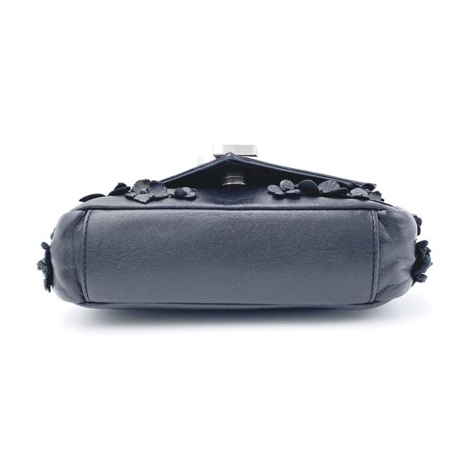 Saint Laurent Envelope Floral Embellished Baby Monogram Black Leather Shoulder Bag