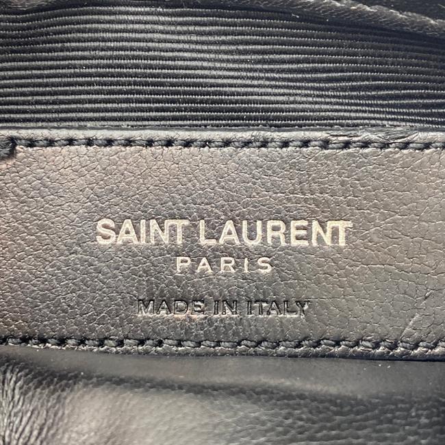 Saint Laurent Envelope Floral Embellished Baby Monogram Black Leather Shoulder Bag