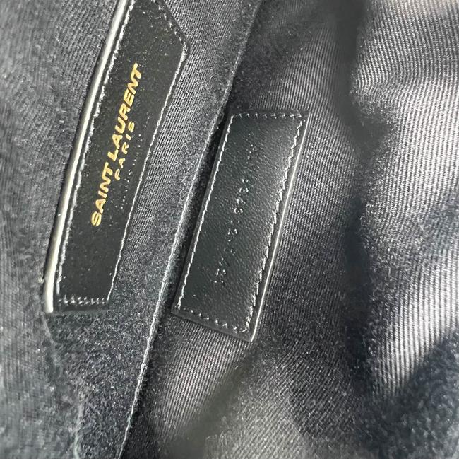 Saint Laurent Envelope Grain De Poudre Chevron Monogram Bill Pouch 2021 Black Leather Clutch