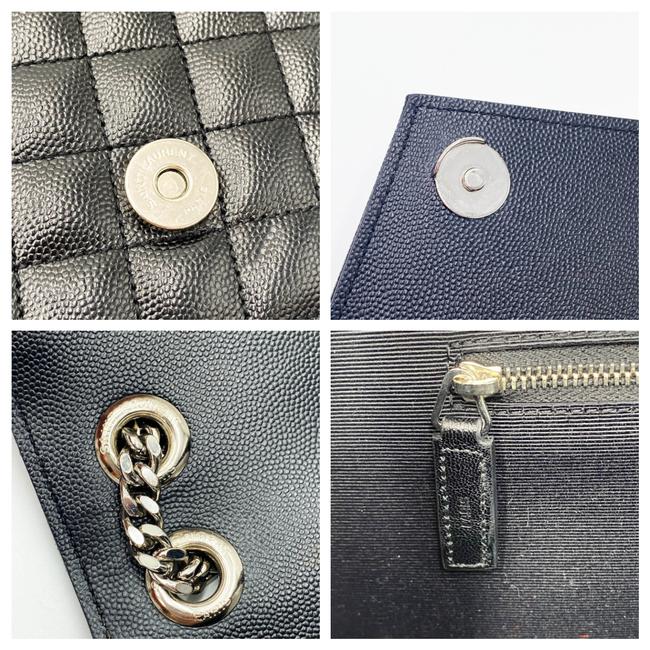 Saint Laurent Envelope Grain De Poudre Large Tri-quilt Monogram Satchel Black Leather Shoulder Bag