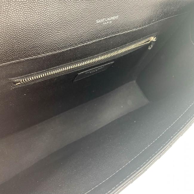 Saint Laurent Envelope Grain De Poudre Large Tri-quilt Monogram Satchel Black Leather Shoulder Bag