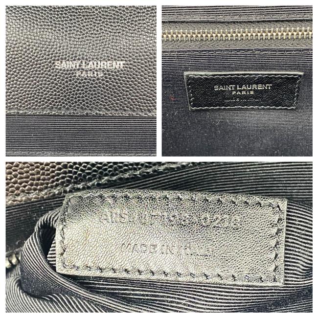 Saint Laurent Envelope Grain De Poudre Large Tri-quilt Monogram Satchel Black Leather Shoulder Bag
