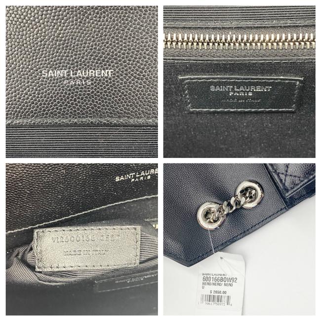 Saint Laurent Envelope Grain De Poudre Large Tri-quilt Monogram Satchel Black Leather Shoulder Bag