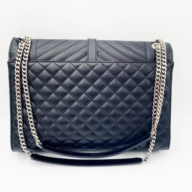 Saint Laurent Envelope Grain De Poudre Large Tri-quilt Monogram Satchel Black Leather Shoulder Bag