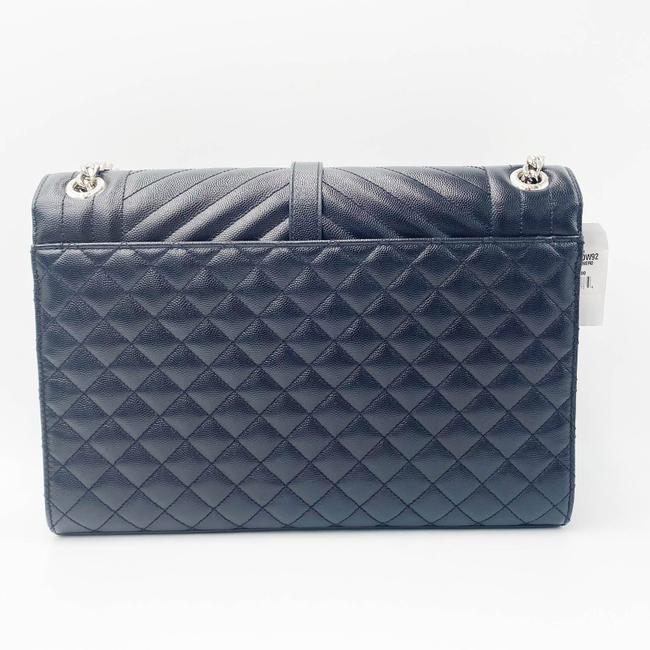 Saint Laurent Envelope Grain De Poudre Large Tri-quilt Monogram Satchel Black Leather Shoulder Bag