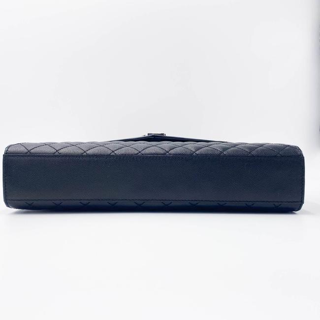 Saint Laurent Envelope Grain De Poudre Large Tri-quilt Monogram Satchel Black Leather Shoulder Bag