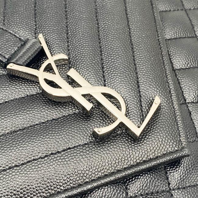 Saint Laurent Envelope Grain De Poudre Large Tri-quilt Monogram Satchel Black Leather Shoulder Bag