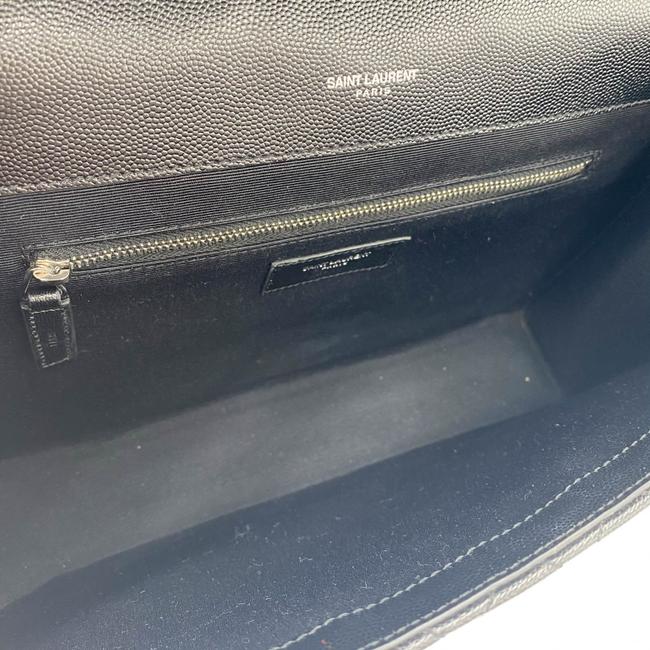 Saint Laurent Envelope Grain De Poudre Large Tri-quilt Monogram Satchel Black Leather Shoulder Bag