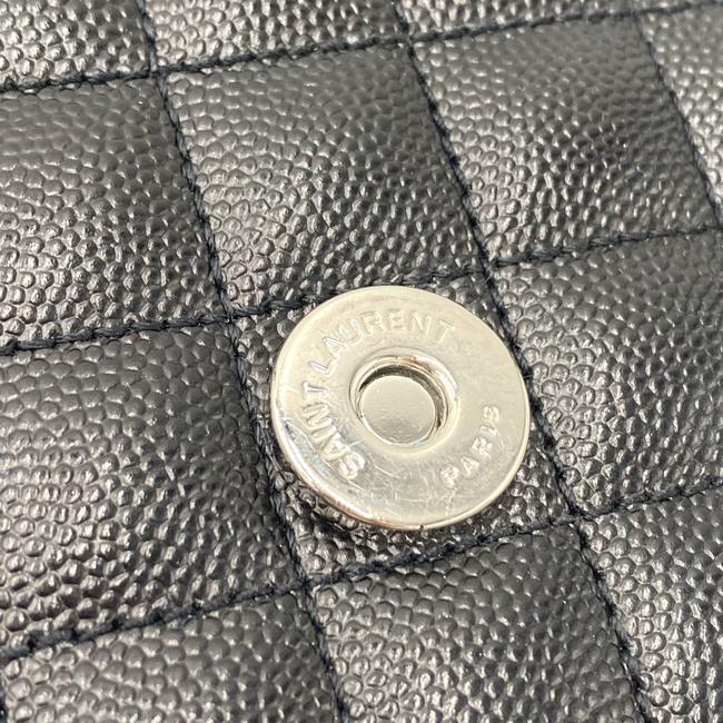 Saint Laurent Envelope Grain De Poudre Large Tri-quilt Monogram Satchel Black Leather Shoulder Bag