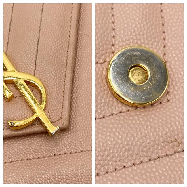 Saint Laurent Monogram Envelope Grain De Poudre Matelasse Chevron Large Dusty Rose Pink Leather Shoulder Bag