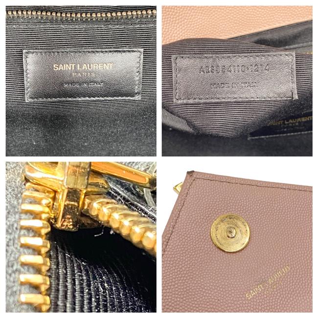Saint Laurent Monogram Envelope Grain De Poudre Matelasse Chevron Large Dusty Rose Pink Leather Shoulder Bag
