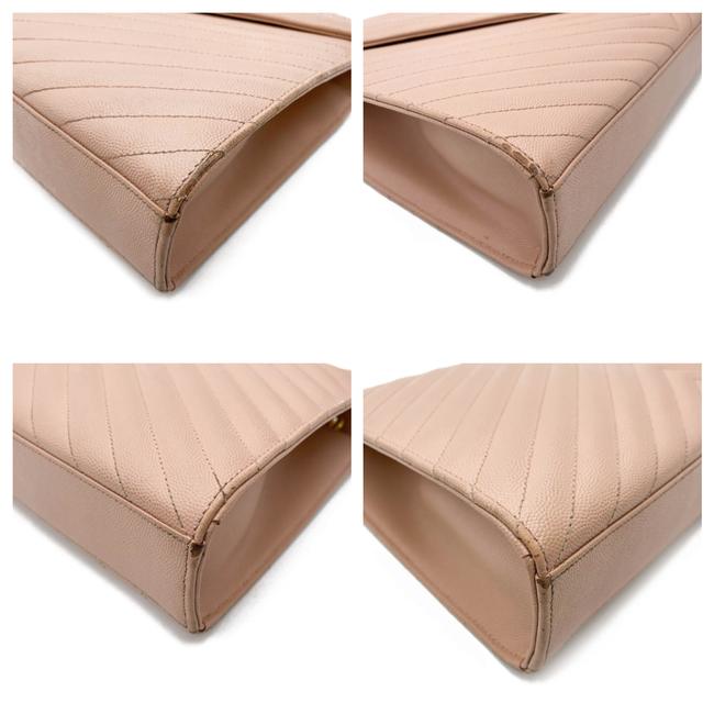 Saint Laurent Monogram Envelope Grain De Poudre Matelasse Chevron Large Dusty Rose Pink Leather Shoulder Bag