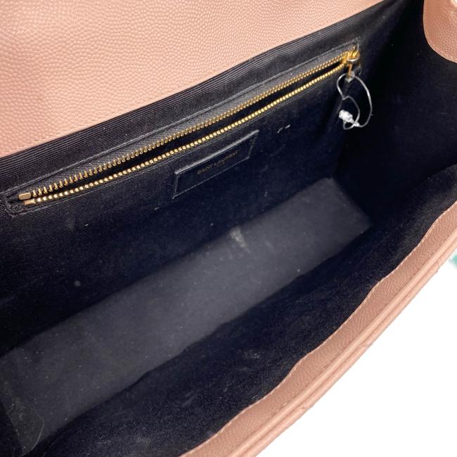 Saint Laurent Monogram Envelope Grain De Poudre Matelasse Chevron Large Dusty Rose Pink Leather Shoulder Bag
