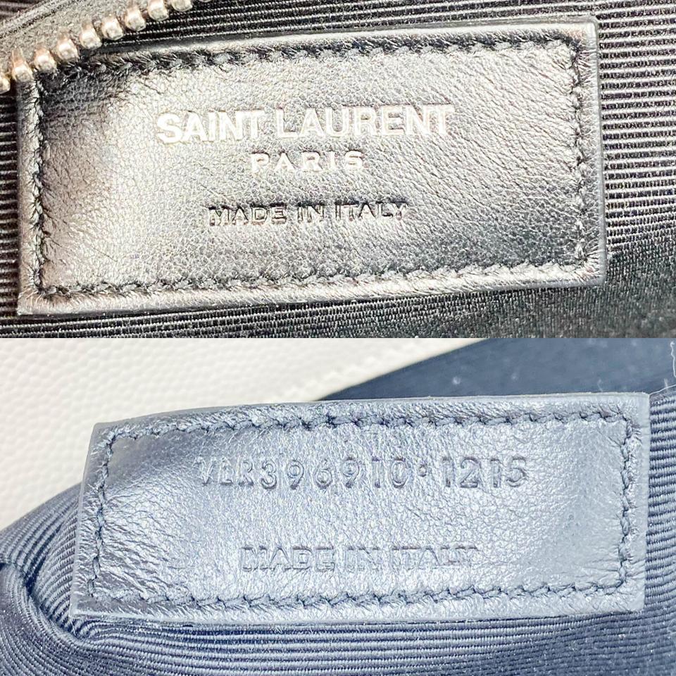 Saint Laurent Envelope Grain De Poudre Matelasse Chevron Large Monogram Satchel Nude Beige Leather Shoulder Bag