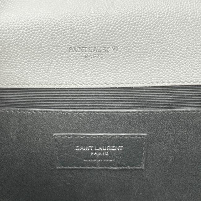 Saint Laurent Envelope Grain De Poudre Textured Mixed Matelasse Medium Triquilt Monogram Satc White Leather Shoulder Bag