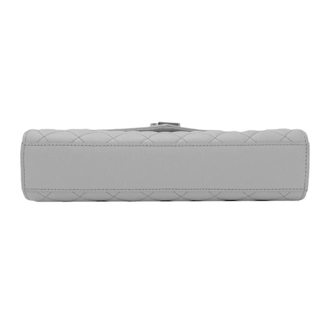 Saint Laurent Envelope Grain De Poudre Textured Mixed Matelasse Medium Triquilt Monogram Satc White Leather Shoulder Bag