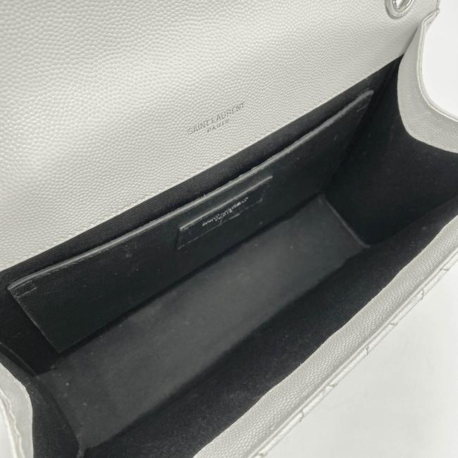 Saint Laurent Envelope Grain De Poudre Textured Mixed Matelasse Medium Triquilt Monogram Satc White Leather Shoulder Bag