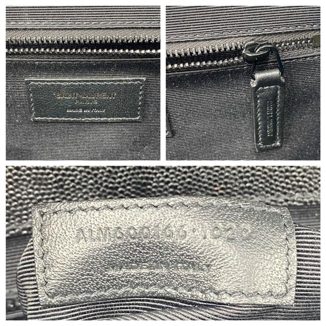 Saint Laurent Monogram Envelope Grain De Poudre Textured Mixed Matelasse Triquilt Large Black Leather Shoulder Bag
