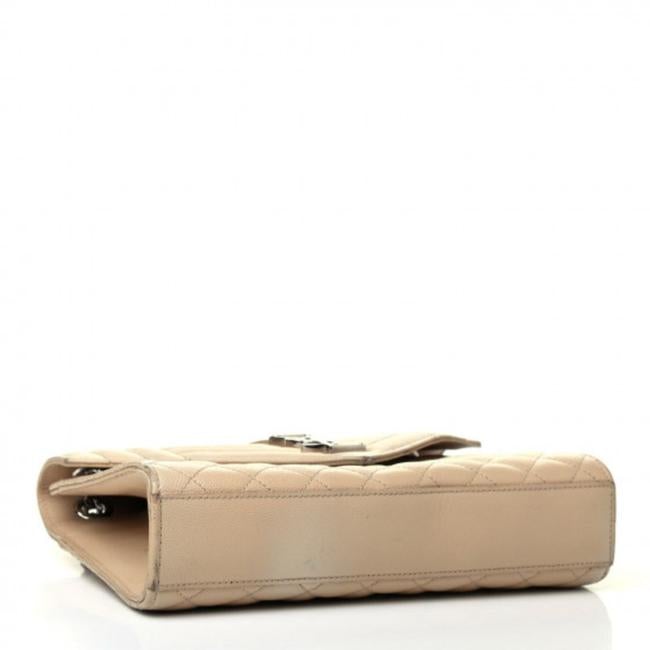 Saint Laurent Envelope Grain De Poudre Textured Mixed Matelasse Triquilt Medium Monogram Satc Beige Leather Shoulder Bag