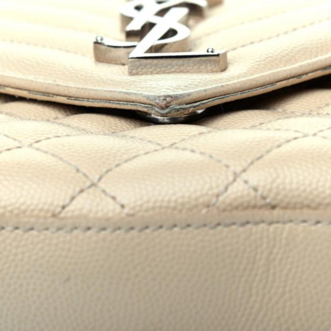 Saint Laurent Envelope Grain De Poudre Textured Mixed Matelasse Triquilt Medium Monogram Satc Beige Leather Shoulder Bag