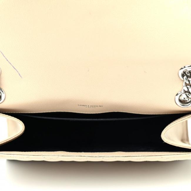 Saint Laurent Envelope Grain De Poudre Textured Mixed Matelasse Triquilt Medium Monogram Satc Beige Leather Shoulder Bag