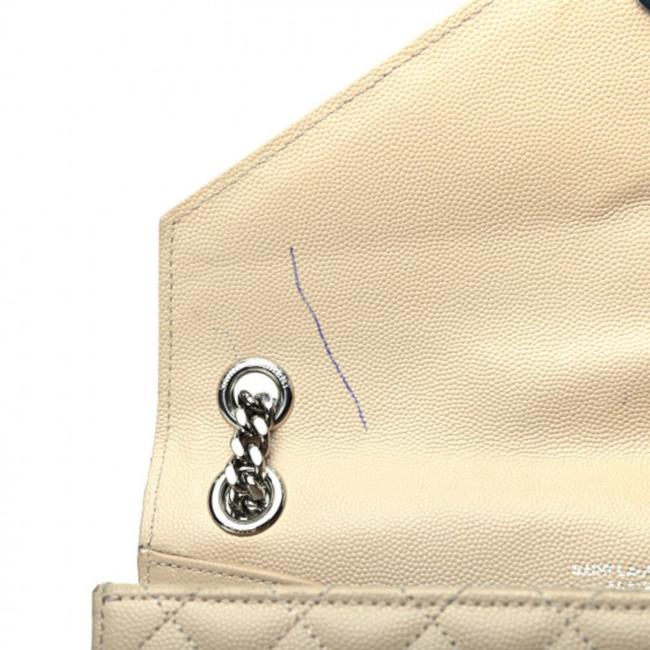 Saint Laurent Envelope Grain De Poudre Textured Mixed Matelasse Triquilt Medium Monogram Satc Beige Leather Shoulder Bag