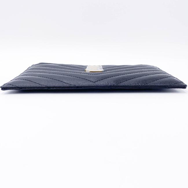 Saint Laurent Envelope Monogram Matelasse Zip Pouch Black Leather Clutch