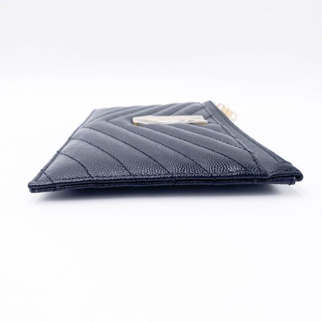 Saint Laurent Envelope Monogram Matelasse Zip Pouch Black Leather Clutch