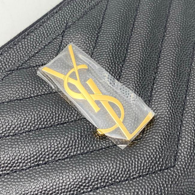 Saint Laurent Envelope Monogram Matelasse Zip Pouch Black Leather Clutch