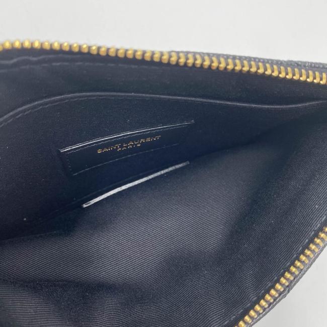Saint Laurent Envelope Monogram Matelasse Zip Pouch Black Leather Clutch