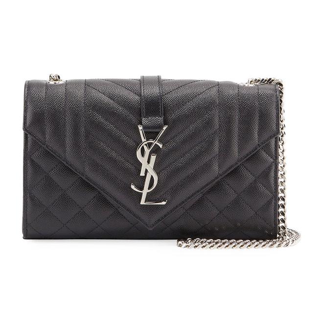 Saint Laurent Envelope Small Ysl Monogram Satchel Black Leather Shoulder Bag