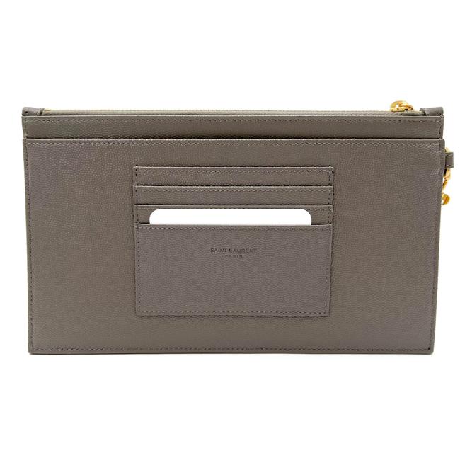 Saint Laurent Envelope Zip Pouch Ysl Monogram Tote Pebble Leather Wristlet