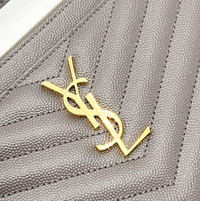 Saint Laurent Envelope Zip Pouch Ysl Monogram Tote Pebble Leather Wristlet
