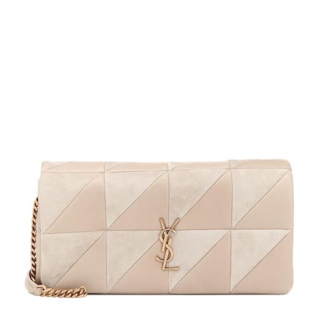 Saint Laurent Jamie Suede Patchwork Monogram Medium Baguette Sea Salt Beige Lambskin Leather Shoulder Bag