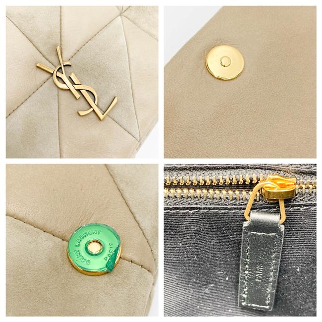 Saint Laurent Jamie Suede Patchwork Monogram Medium Baguette Sea Salt Beige Lambskin Leather Shoulder Bag