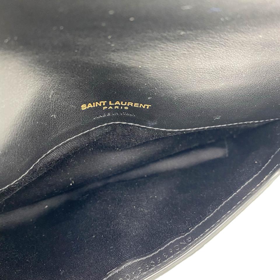 Saint Laurent Kate Monogram Croc-effect Phone Holder Black Leather Cross Body Bag
