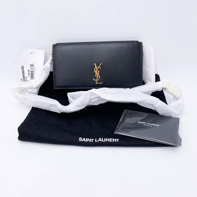 Saint Laurent Kate Ysl Monogram Phone Holder with Strap In Smooth Black Leather Cross Body Bag