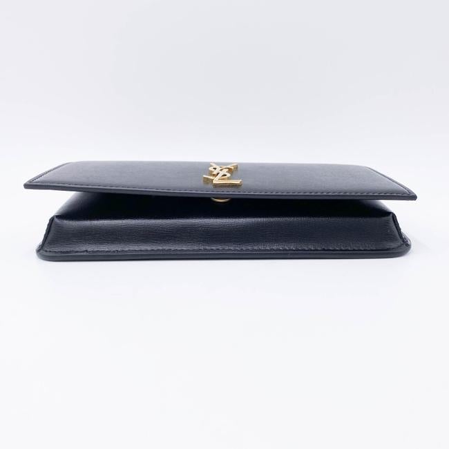 Saint Laurent Kate Ysl Monogram Phone Holder with Strap In Smooth Black Leather Cross Body Bag