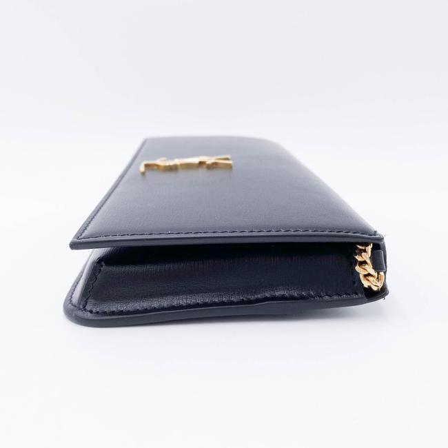 Saint Laurent Kate Ysl Monogram Phone Holder with Strap In Smooth Black Leather Cross Body Bag