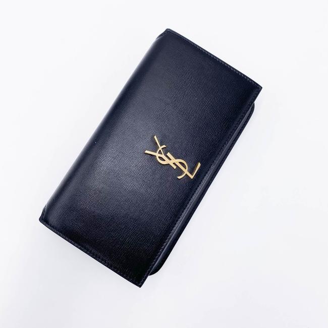 Saint Laurent Kate Ysl Monogram Phone Holder with Strap In Smooth Black Leather Cross Body Bag
