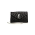Saint Laurent Large Monogram Chain Envelope Black Leather Cross Body Bag