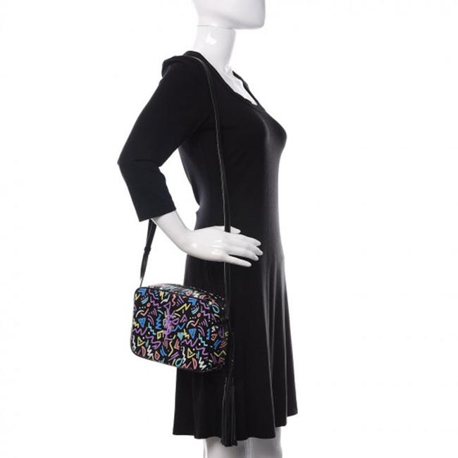 Saint Laurent Lou Camera Graffiti Grain De Poudre Medium Monogram Multicolor Graphic Print Black Leather Cross Body Bag