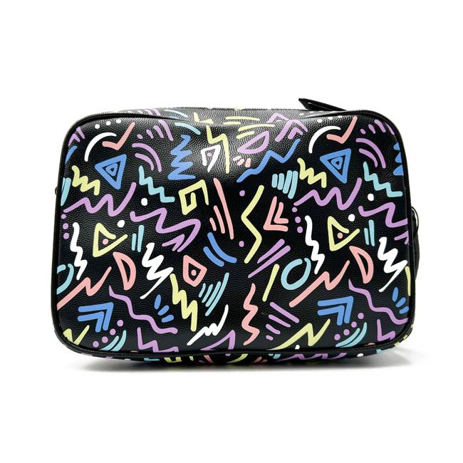 Saint Laurent Lou Camera Graffiti Grain De Poudre Medium Monogram Multicolor Graphic Print Black Leather Cross Body Bag