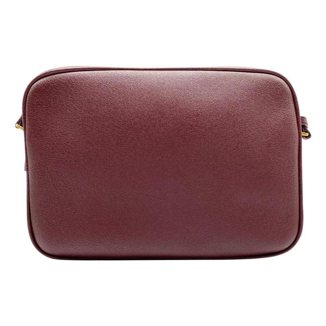 Saint Laurent Lou Camera Medium Smooth Monogram Burgundy Red Leather Cross Body Bag