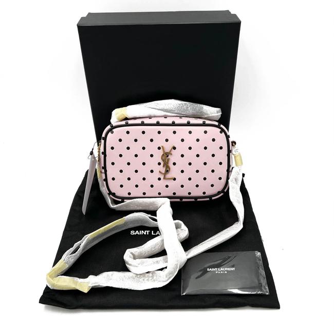 Saint Laurent Lou Mini Polka Dot 612563 2q81w 5860 Pink & Black Leather Cross Body Bag